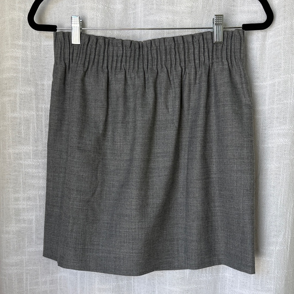 J.Crew Wool Blend Mini Skirt Size 4 Gray Elastic Waist Pockets Lined
